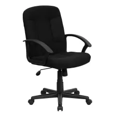 Emma and Oliver Mid-Back Fabric Executive Swivel Office Chair with Nylon Arms Black