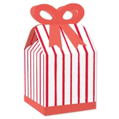 Big Dot of Happiness Red Stripes - Square Favor Gift Boxes - Simple Party Bow Boxes - Set of 12