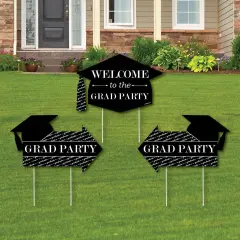 Big Dot of Happiness Graduation Cheers - 2 Graduation Party Arrows and 1 Welcome/Thank You Lawn Sign - Double Sided Grad Yard Sign Set - 3 Pieces