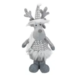 Northlight Standing Moose with Faux Fur Christmas Figure - 12" - Gray and White