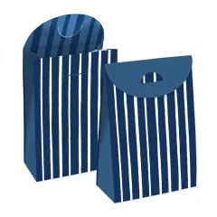 Big Dot of Happiness Navy Stripes - Simple Gift Favor Bags - Party Goodie Boxes - Set of 12