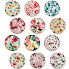 Wrapables Crystal Glass Magnets, Refrigerator Magnets for Office Whiteboards, Cabinets, Lockers (Set of 12) Flowers