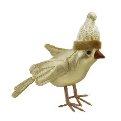 Gallerie II 5" Gold Bird Wearing Knitted Winter Hat Christmas Ornament