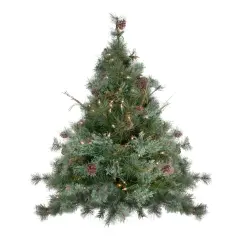 Northlight Pre-Lit Country Mixed Pine Artificial Christmas Wall or Door Tree - 3' - Clear Lights Green