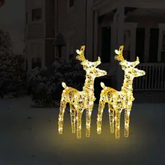 2 pcs Christmas Reindeers with 80 LEDs Acrylic Warm White