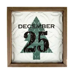Northlight 9.75" Framed December 25 Christmas Wall Sign Green