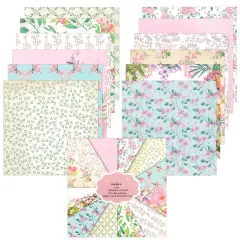 Wrapables 6x6 Decorative Single-Sided Scrapbook Paper for Arts & Crafts Projects, Scrapbooking, Card-Making Pink Floral