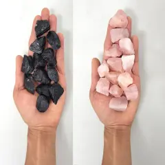 Black Tourmaline & Rose Quartz Combo - 1 LB to 2 LBS Bulk Rough Stones