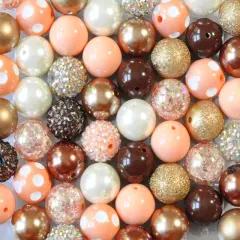 20mm Peach, Bronze, and Gold acrylic bubblegum bead mix