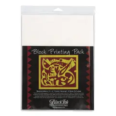 Black Ink Block Printing Pack - 9" x 12", Bleached Mulberry, 25 Sheets