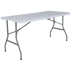 Emma and Oliver 4.97-Foot Bi-Fold Plastic Folding Table Granite White