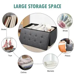 31.5 Inch Fabric Foldable Storage with Removable Storage Bin Dark Grey