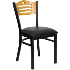 Emma and Oliver Slat Back Metal Restaurant Dining Chair Nat/BlackVYL/Black