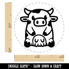 Cute Spotted Cow Sitting Self-Inking Rubber Stamp for Stamping Crafting Planners Green