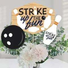 Big Dot of Happiness Strike Up the Fun - Bowling - Birthday Party or Baby Shower Centerpiece Sticks - Table Toppers - Set of 15