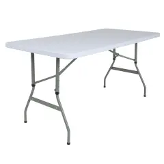 Emma and Oliver 4.93-Foot Height Adjustable Plastic Folding Table Granite White