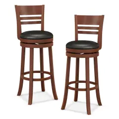 Set of 2 360&Acirc;&deg; Bar Stools with PU Upholstered Seats-Brown