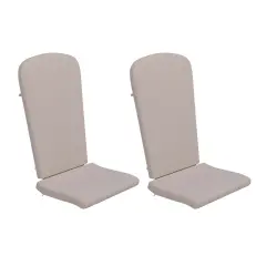 Merrick Lane Riviera Set Of 2 Indoor/Outdoor High Back Adirondack Chair Cushions with Elastic Strap and Water Resistant Covers Cream
