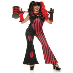 Women's Black And Red Circus Harlequin Misfit Costume