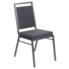 Emma and Oliver Square Back Banquet Stack Chair - Wedding Party Event Chair DkGrayFab/SilverVein
