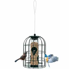 Backyard Bird Feeder in Green with Sturdy Iron, Stainless Steel Wire, Multiple Feeding Ports