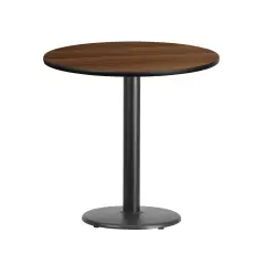 Emma and Oliver 30" Round Laminate Table Top with 18" Round Table Height Base Walnut