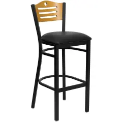 Emma and Oliver Slat Back Metal Restaurant Dining Barstool Nat/BlackVYL/Black