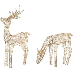 Northlight LED Lighted Twinkle Mesh Reindeer Outdoor Christmas Decoration - 37" - Set of 2 Gold