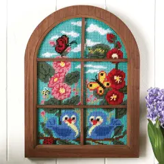 HerrschnersIn My Garden Window Wall Hanging Kit & Frame Plastic Canvas Multi