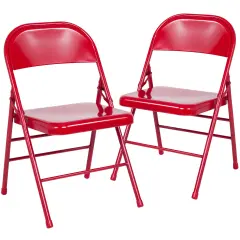 Emma and Oliver 2 Pack Home & Office Portable Party Events Steel Metal Folding Chair Red