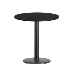 Emma and Oliver 24" Round Laminate Table Top with 18" Round Table Height Base Black