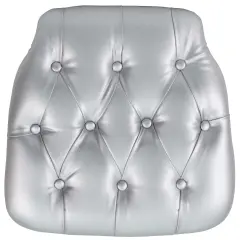 Emma and Oliver Hard Tufted Vinyl Chiavari Chair Cushion Silver