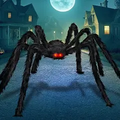 JOYIN 6.4ft Halloween Hairy Spider Outdoor Decorations,Light-up LED Eyes Scary Giant Spider Fake Large Spider Hairy Spider Props for Halloween Yard Decorations Party Outdoor and Outdoor Decor, Black