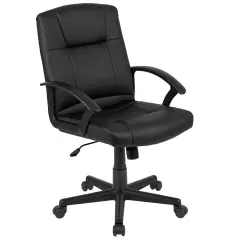 Emma and Oliver Fundamentals Mid-Back Padded Task Office Chair with Arms Black
