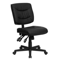 Emma and Oliver Mid-Back Leather Multifunction Swivel Ergonomic Task Office Chair Black