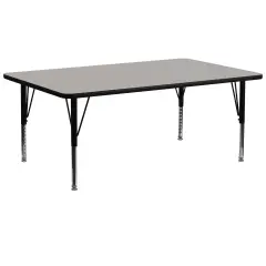 Emma and Oliver 30x72 Rectangle HP Laminate Adjustable Preschool Activity Table Gray