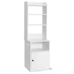 6-Tier Bookshelf with Charging Station and Storage Cabinet White
