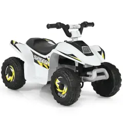 6V Kids Electric 4 Wheels Ride-On Toy with Wear-Resistant Wheels for Indoor Outdoor Use White