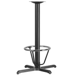 Emma and Oliver 23.5'' x 29.5'' Restaurant Table X-Base with 3'' Dia. Bar Height Column and Foot Ring Black