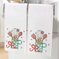 HerrschnersFloral Farmhouse Towel Pair Stamped Cross-Stitch Multi