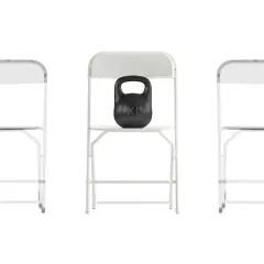 Emma and Oliver 4 Pack of Zia All-Weather, Extra Wide Contoured Plastic Folding Chairs with Metal Frame and 650 lb. Static Weight Capacity White