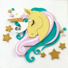 Set, 3D painting, "Star Unicorn", primed fibreboard, 18x18cm, ROSA TALENT