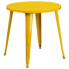 Emma and Oliver Commercial Grade 30" Round Colorful Metal Indoor-Outdoor Dining Table Yellow