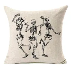 MFGNEH Halloween Skull Pillow Covers, Home Decor Cotton Linen Sofa Throw Pillow Case Cushion Cover 18" x 18"