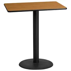 Emma and Oliver 30"x42" Rectangular Laminate Bar Table with 24" Round Base Natural