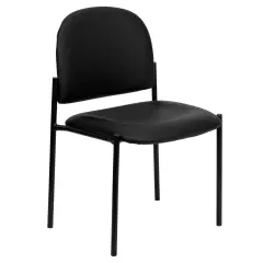 Emma and Oliver Comfort Stackable Steel Side Reception Chair Black Vinyl