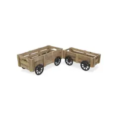 Contemporary Home Living Set of 2 Brown and Black Handmade Storage Crates with Wheels 23.75"