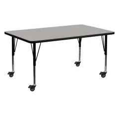 Emma and Oliver Mobile 24x60 Rectangle HP Laminate Preschool Activity Table Gray