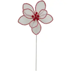 Northlight 22" Candy Cane Poinsettia Christmas Stem Spray White