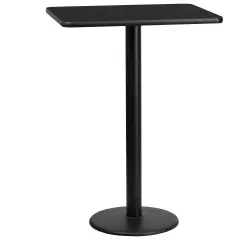 Emma and Oliver 24"x30" Rectangular Laminate Bar Table with 18" Round Base Black